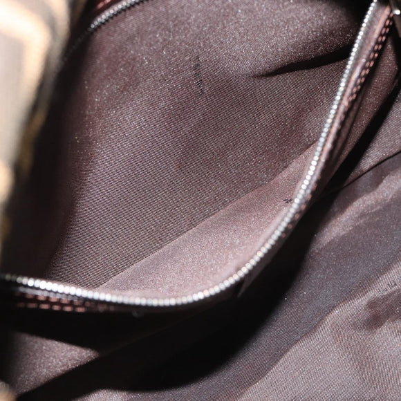 FENDI Zucca Canvas Mamma Baguette Shoulder Bag Black Brown Auth 187565SAV