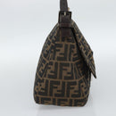 FENDI Zucca Canvas Mamma Baguette Shoulder Bag Black Brown Auth 187565SAV-3