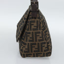 FENDI Zucca Canvas Mamma Baguette Shoulder Bag Black Brown Auth 187565SAV-4