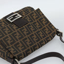 FENDI Zucca Canvas Mamma Baguette Shoulder Bag Black Brown Auth 187565SAV-6