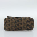 FENDI Zucca Canvas Mamma Baguette Shoulder Bag Black Brown Auth 187565SAV-5