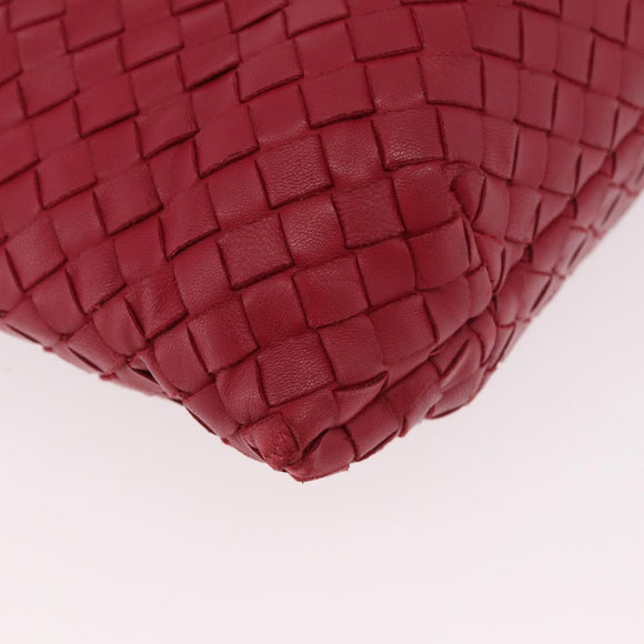 BOTTEGA VENETA INTRECCIATO Hand Bag Leather Red Gold Auth 187567A