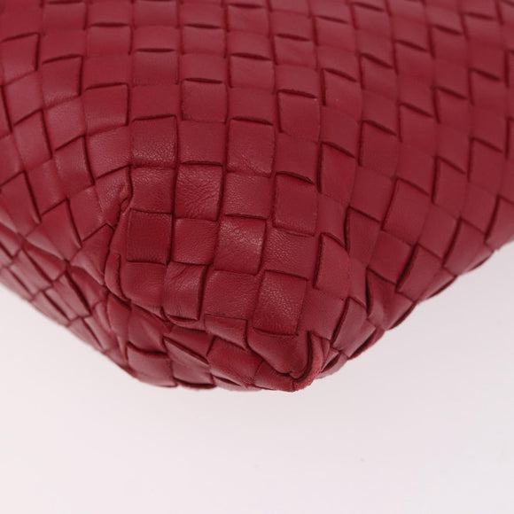 BOTTEGA VENETA INTRECCIATO Hand Bag Leather Red Gold Auth 187567A