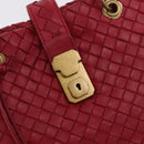 BOTTEGA VENETA INTRECCIATO Hand Bag Leather Red Gold Auth 187567A-17