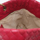 BOTTEGA VENETA INTRECCIATO Hand Bag Leather Red Gold Auth 187567A-19