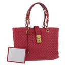 BOTTEGA VENETA INTRECCIATO Hand Bag Leather Red Gold Auth 187567A-1