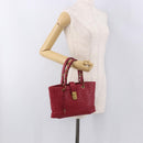 BOTTEGA VENETA INTRECCIATO Hand Bag Leather Red Gold Auth 187567A-25