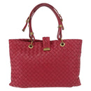BOTTEGA VENETA INTRECCIATO Hand Bag Leather Red Gold Auth 187567A-2