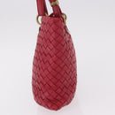 BOTTEGA VENETA INTRECCIATO Hand Bag Leather Red Gold Auth 187567A-3