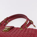 BOTTEGA VENETA INTRECCIATO Hand Bag Leather Red Gold Auth 187567A-8