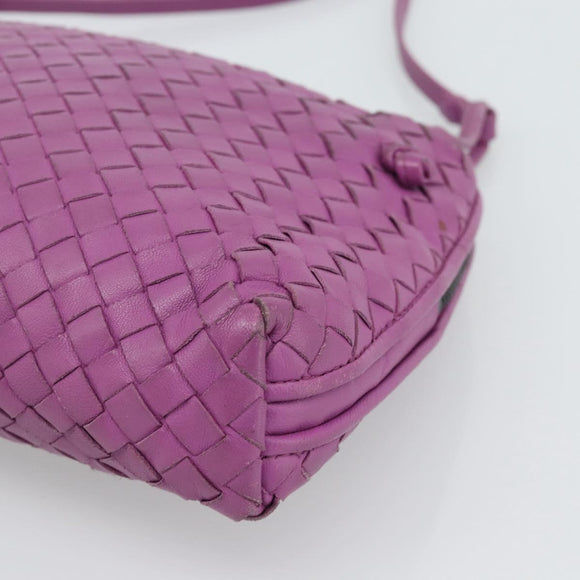 BOTTEGA VENETA INTRECCIATO Schoudertas Leer Paars Auth 187568A