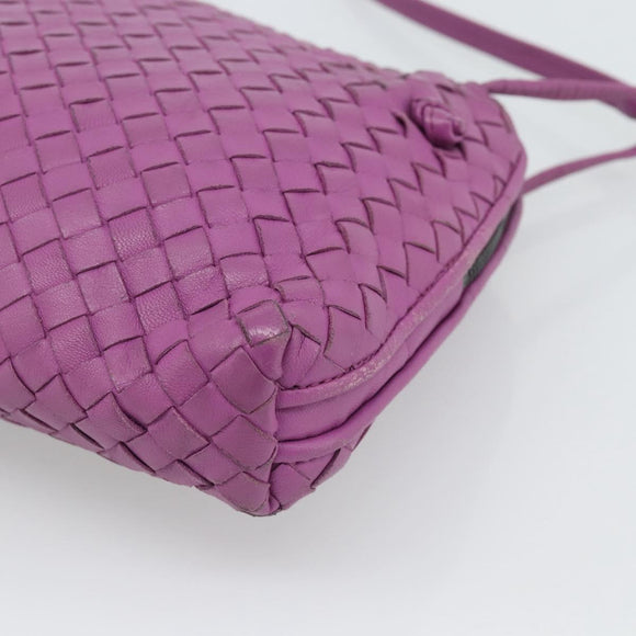 BOTTEGA VENETA INTRECCIATO Schoudertas Leer Paars Auth 187568A