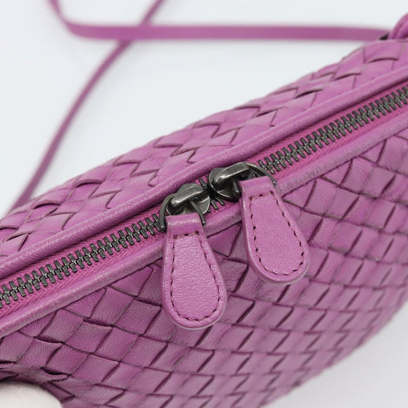 BOTTEGA VENETA INTRECCIATO Schoudertas Leer Paars Auth 187568A