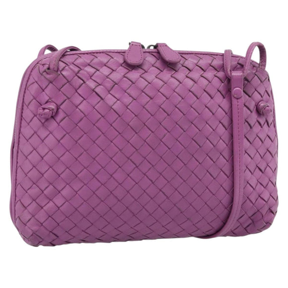 BOTTEGA VENETA INTRECCIATO Schoudertas Leer Paars Auth 187568A