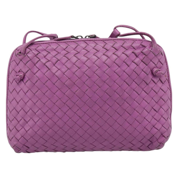 BOTTEGA VENETA INTRECCIATO Schoudertas Leer Paars Auth 187568A