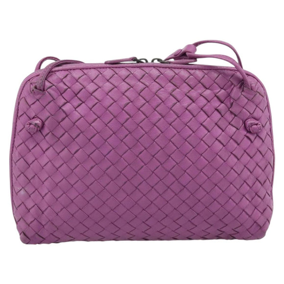 BOTTEGA VENETA INTRECCIATO Schoudertas Leer Paars Auth 187568A