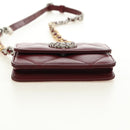 CHANEL Matelasse Shoulder Bag Calf Skin Silver Bordeaux CC Auth 187570V-12