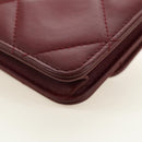 CHANEL Matelasse Shoulder Bag Calf Skin Silver Bordeaux CC Auth 187570V-16