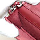 CHANEL Matelasse Shoulder Bag Calf Skin Silver Bordeaux CC Auth 187570V-22