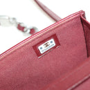 CHANEL Matelasse Shoulder Bag Calf Skin Silver Bordeaux CC Auth 187570V-23