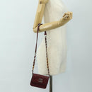 CHANEL Matelasse Shoulder Bag Calf Skin Silver Bordeaux CC Auth 187570V-24