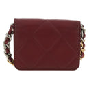 CHANEL Matelasse Shoulder Bag Calf Skin Silver Bordeaux CC Auth 187570V-3