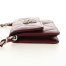 CHANEL Matelasse Shoulder Bag Calf Skin Silver Bordeaux CC Auth 187570V-4