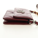 CHANEL Matelasse Shoulder Bag Calf Skin Silver Bordeaux CC Auth 187570V-5
