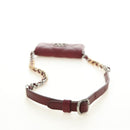 CHANEL Matelasse Shoulder Bag Calf Skin Silver Bordeaux CC Auth 187570V-7