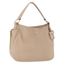 PRADA Hand Bag Vittero Dino Leather Beige Gold Auth 187572A-1