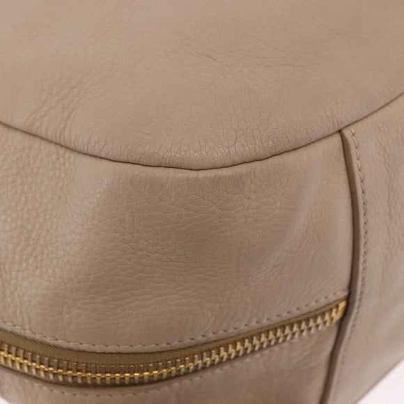 PRADA Hand Bag Vittero Dino Leather Beige Gold Auth 187572A