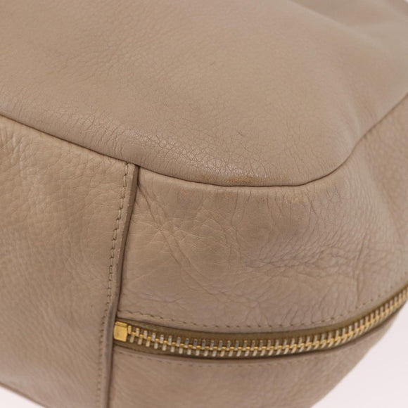 PRADA Hand Bag Vittero Dino Leather Beige Gold Auth 187572A