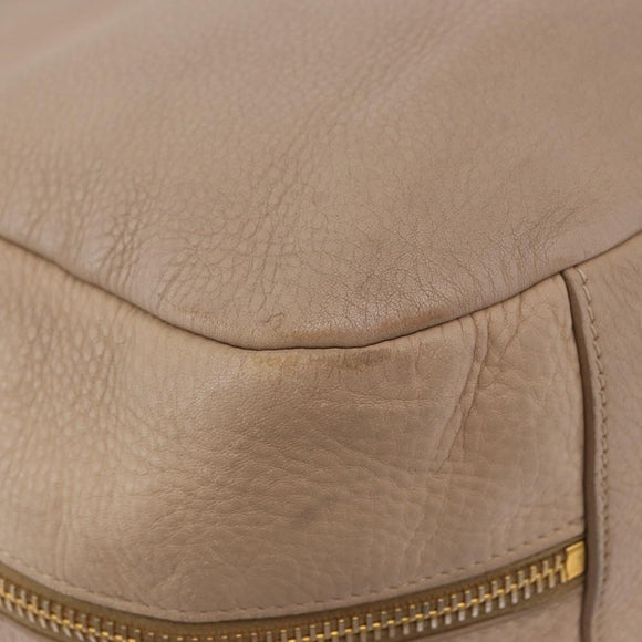 PRADA Hand Bag Vittero Dino Leather Beige Gold Auth 187572A