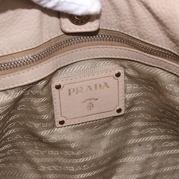 PRADA Hand Bag Vittero Dino Leather Beige Gold Auth 187572A