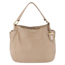 PRADA Hand Bag Vittero Dino Leather Beige Gold Auth 187572A-13