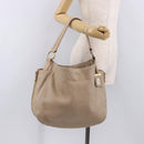 PRADA Hand Bag Vittero Dino Leather Beige Gold Auth 187572A-25