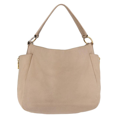 PRADA Hand Bag Vittero Dino Leather Beige Gold Auth 187572A - 0
