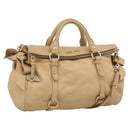 Miu Miu Hand Bag Leather 2way Beige Gold Auth 187573-1