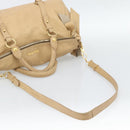 Miu Miu Hand Bag Leather 2way Beige Gold Auth 187573-9