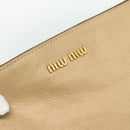 Miu Miu Hand Bag Leather 2way Beige Gold Auth 187573-19