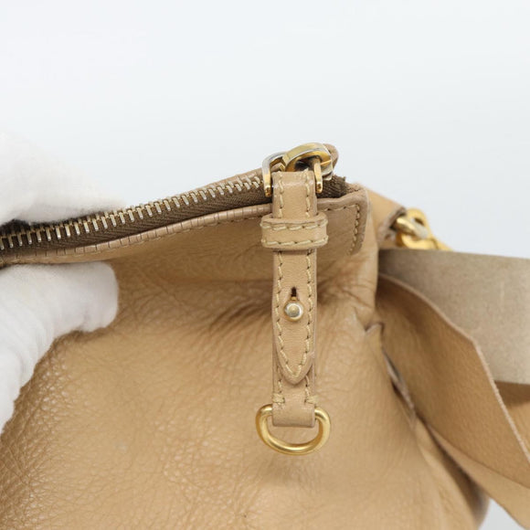 Miu Miu Hand Bag Leather 2way Beige Gold Auth 187573