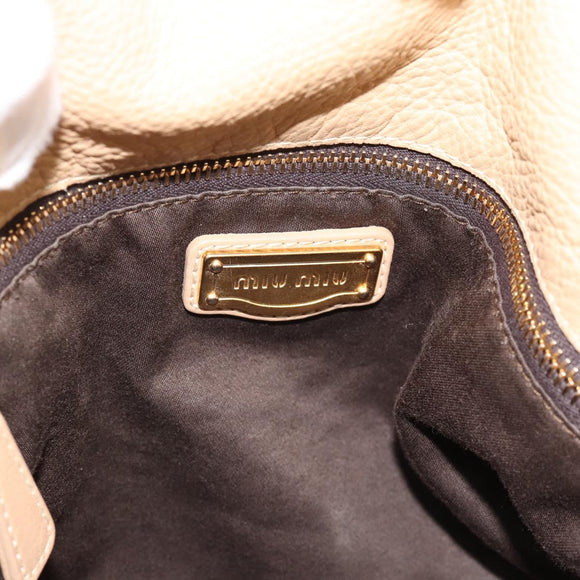 Miu Miu Hand Bag Leather 2way Beige Gold Auth 187573