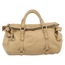 Miu Miu Hand Bag Leather 2way Beige Gold Auth 187573-13