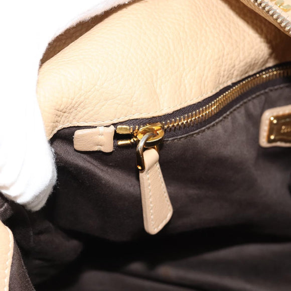 Miu Miu Hand Bag Leather 2way Beige Gold Auth 187573