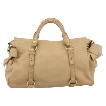 Miu Miu Hand Bag Leather 2way Beige Gold Auth 187573 - 0