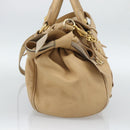 Miu Miu Hand Bag Leather 2way Beige Gold Auth 187573-3