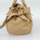 Miu Miu Hand Bag Leather 2way Beige Gold Auth 187573-4