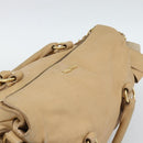 Miu Miu Hand Bag Leather 2way Beige Gold Auth 187573-6