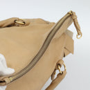 Miu Miu Hand Bag Leather 2way Beige Gold Auth 187573-7