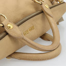 Miu Miu Hand Bag Leather 2way Beige Gold Auth 187573-8